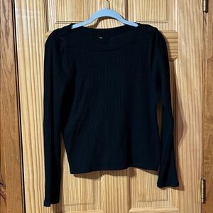 Madewell Black Ribbed Women's Sweater Top- Size Large